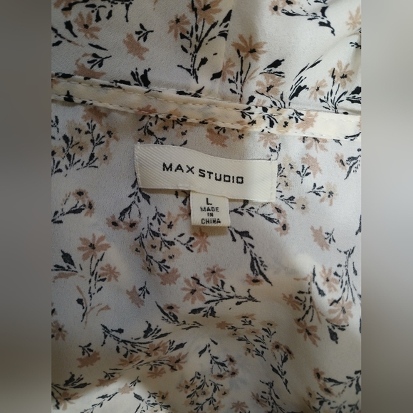 Women's Large Max Studio Wrap Ruffle Tie Feminine Blouse - Picture 3 of 4